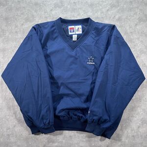 Vintage Logo Athletic Dallas Cowboys Blue Windbreaker V-Neck Pullover Size Large